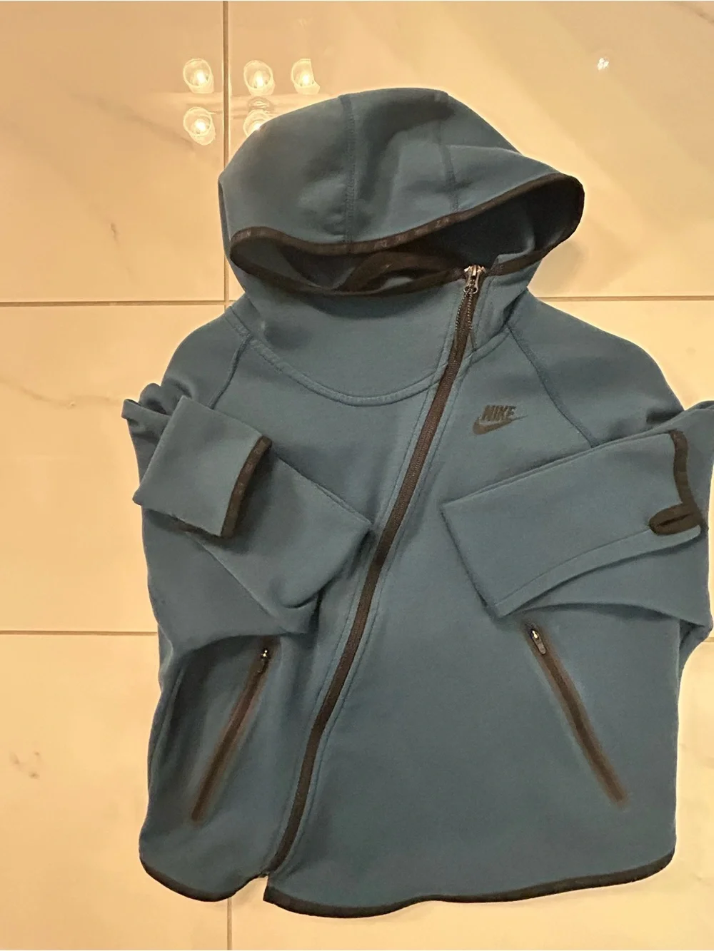 Nike Tech Fleece Buttertly Asymmetrical Full Zip Hoodie Hoodie Teal Blue